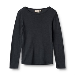 Wheat Wool T-shirt L/S Alfie - Navy